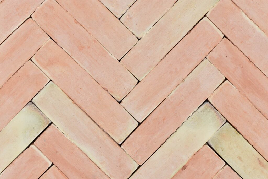 herringbone terracotta tiles